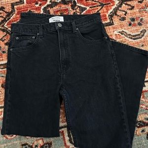 Reformation faded black high waist Liza crop denim jeans